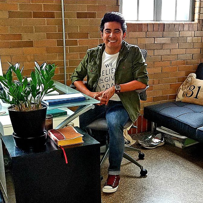 Jingo de la Rosa in his studio residence at the Harrison Center